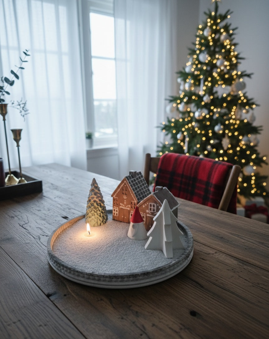 Gingerbread-Snow Village (Festive Tray Set)